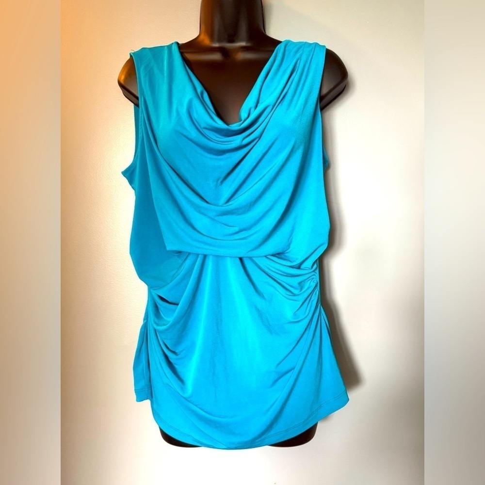 Alfani Greek Goddess Women's Sz L Sleeveless Gathered Dress Blouse